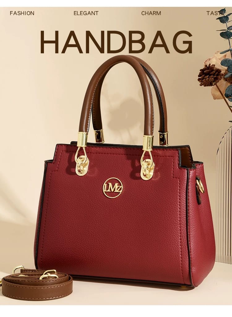 Elegant Red Leather Handbag - AM01421MB Chic, versatile everyday accessory